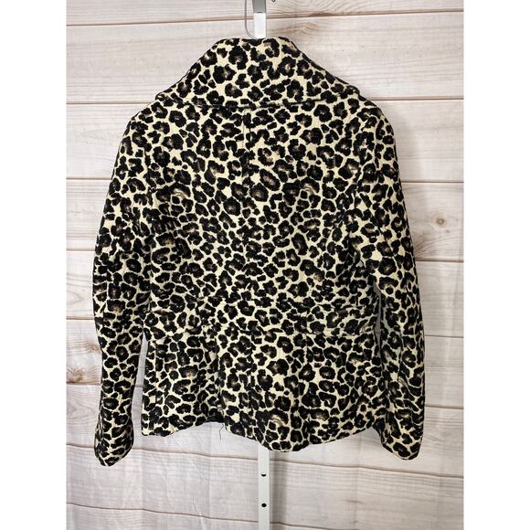 Forever 21 Size M Leopard Print Cache Crop Swing Jacket Coat 3/4 Sleeves - Picture 6 of 8